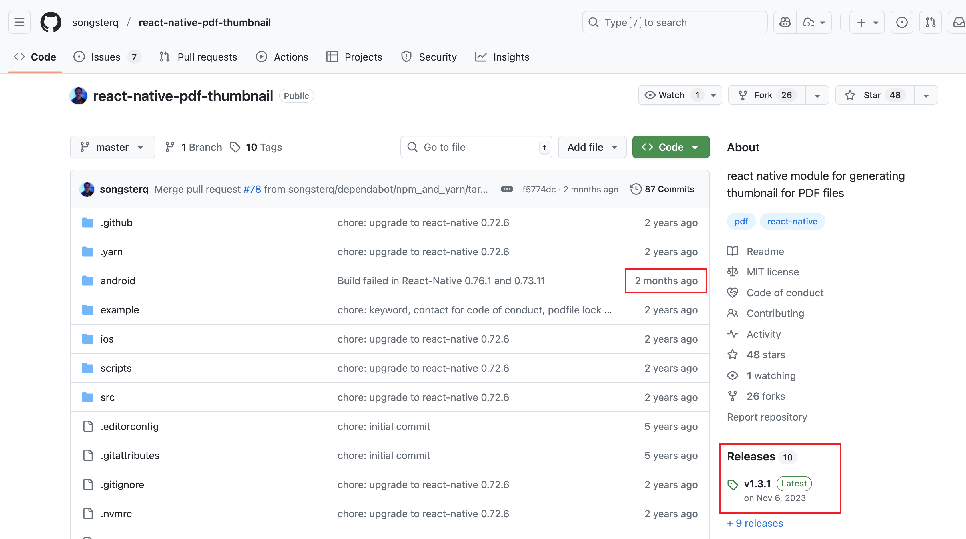 GitHub repo shows recent fix commit not yet published to NPM