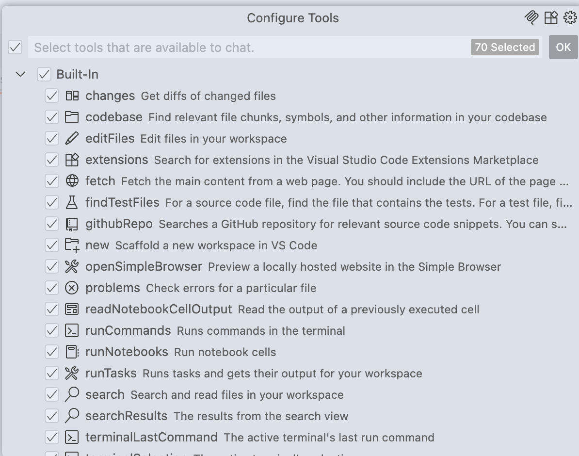 Tools Configuration window