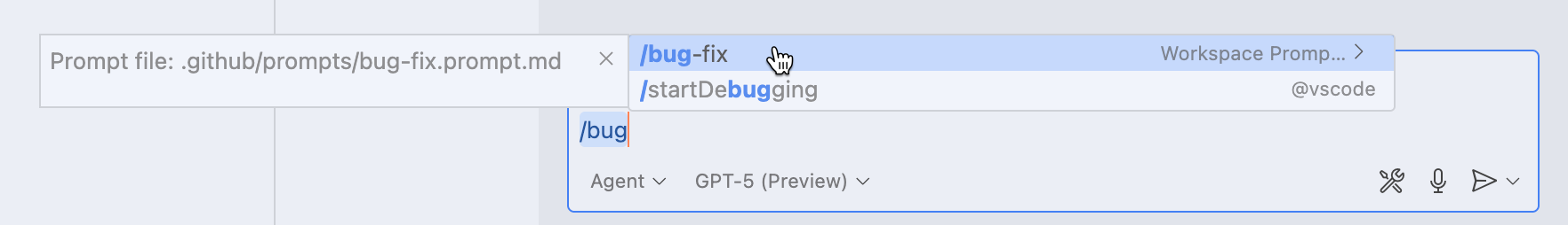 Pick a prompt file with /