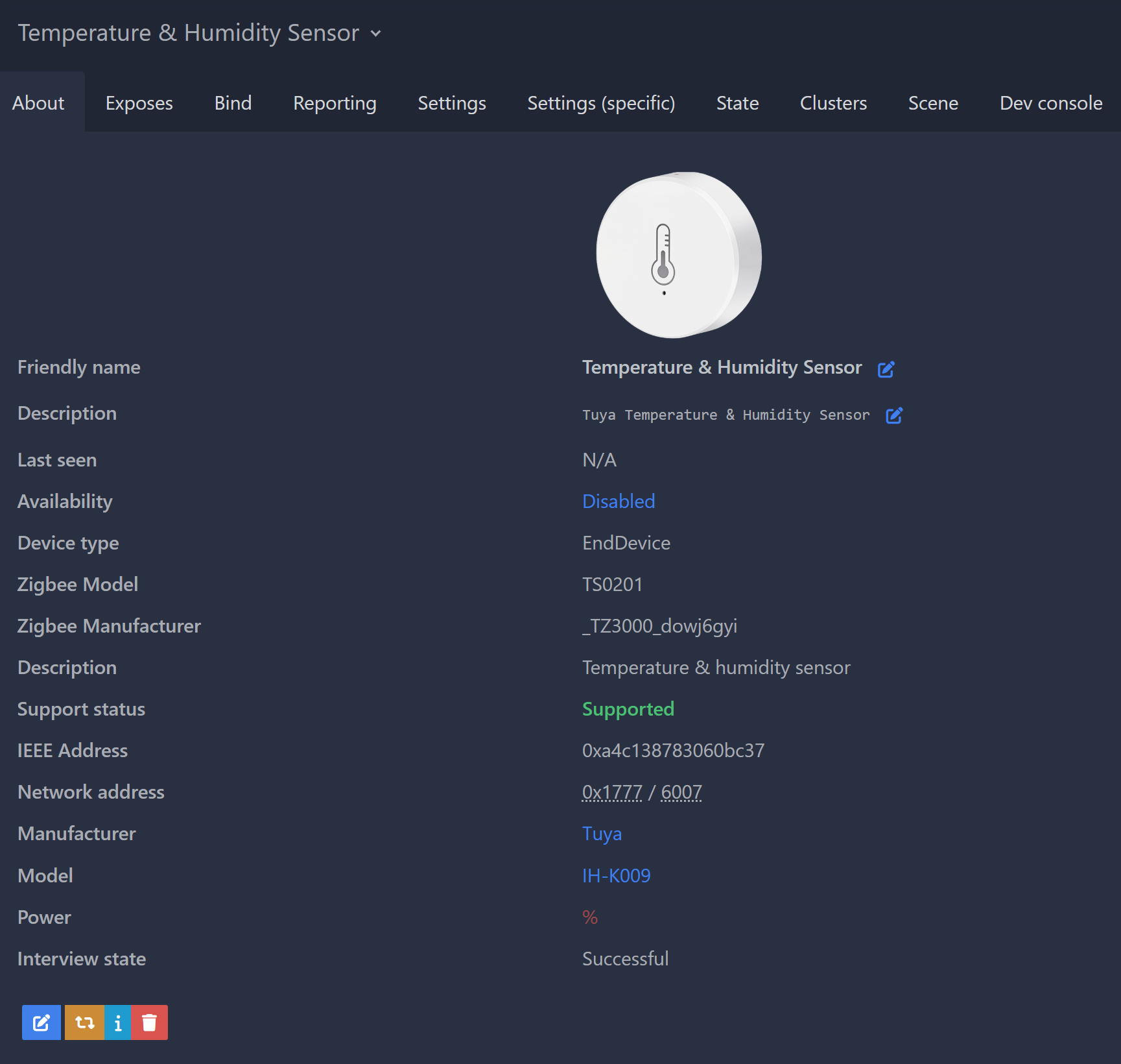 Z2M Device Details Page