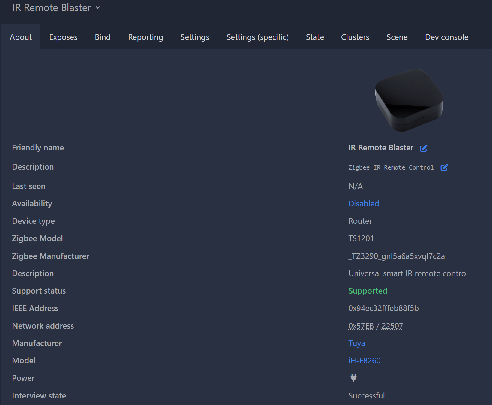 Connected to Zigbee2MQTT